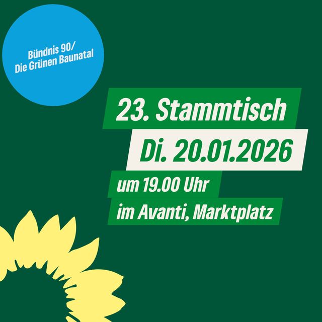 Einladung zum 23. GRÜNEN Stammtisch in Baunatal
